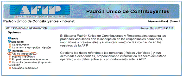 Cómo dar de alta un contribuyente