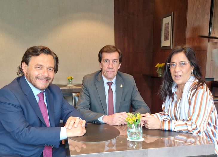La senadora Carolina Moisés con los gobernadores Gustavo Sáenz (Salta) y Carlos Sadir (Jujuy). 